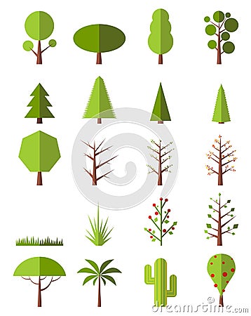Flat trees set Vector Illustration