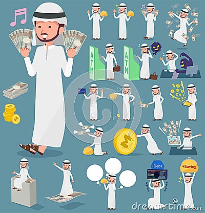 Flat type Arab man_money Vector Illustration