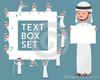 Flat type Arab man_text box Vector Illustration