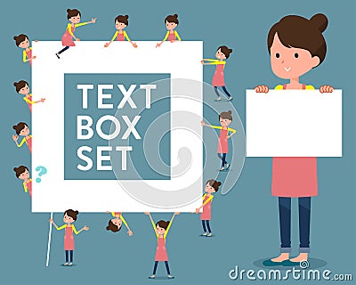 Flat type Ballet Bun hair Apron mom_text box Vector Illustration