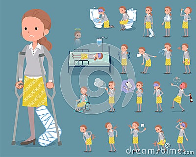 Flat type Behind knot hair women_sickness Vector Illustration