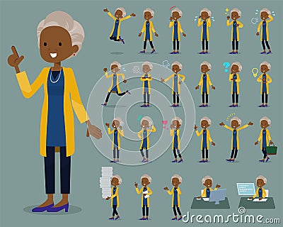 Flat type cardigan black old women_1 Vector Illustration