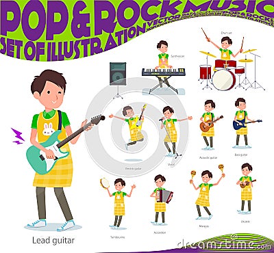 Flat type Childminder men_pop music Vector Illustration