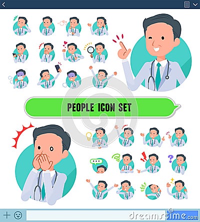 Flat type Doctor old man_icon Vector Illustration