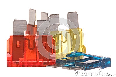 Flat Type Fuses Macro Isolated Stock Photo