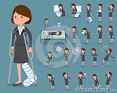 Flat type Gray suit business woman_sickness Vector Illustration