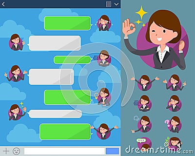 Flat type Gray suit business woman_sns Vector Illustration