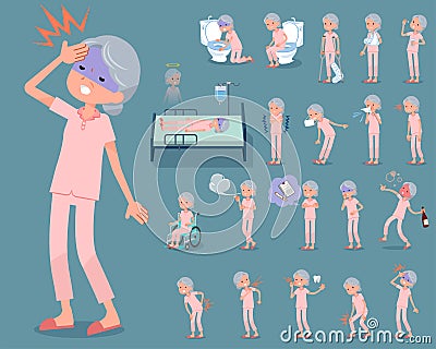 Flat type patient grandmother_sickness Vector Illustration