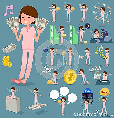 Flat type patient woman_money Vector Illustration