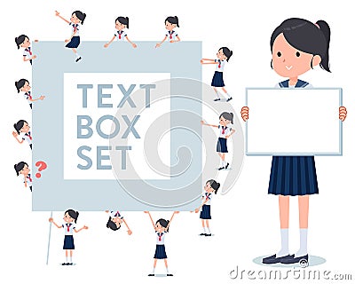 Flat type school girl Sailor suit summer_text box Vector Illustration