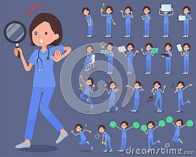 Flat type surgical operation blue wear women_2 Vector Illustration