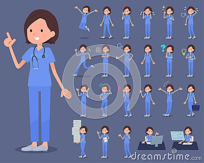 Flat type surgical operation blue wear women_1 Vector Illustration