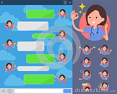 Flat type surgical operation blue wear women_sns Vector Illustration