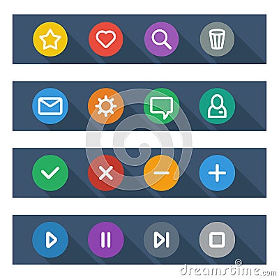 Flat UI design elements - set of basic web icons Vector Illustration