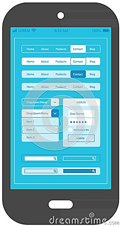 Flat ui design smartphone mobile app template Vector Illustration