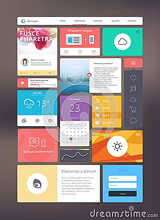 Flat ui kit for responsive web design Vector Illustration