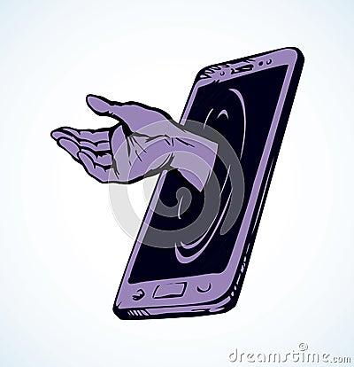 Smartphone support service. Vector drawing Vector Illustration