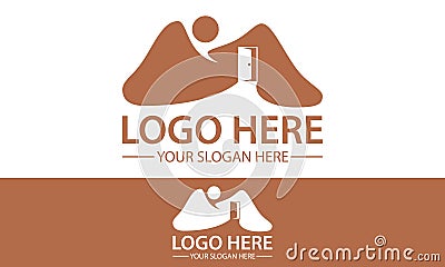 Brown Color Simple Abstract Cave House Logo Design Vector Illustration