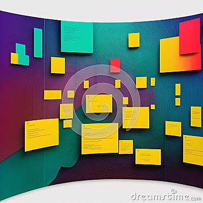 Flat of a UX research team analyzing user data, identifying patterns, and collaborating with charts and sticky notes. g Stock Photo