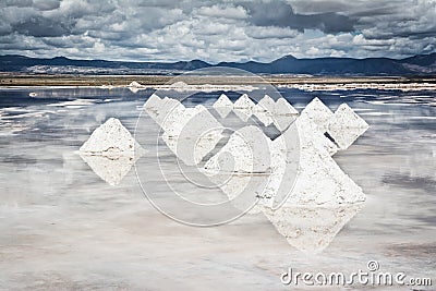 Flat uyuni salt and desert , infinite mirror and water, blue, sunset, landscape, siluettes, storms, beautiful, awesome, paradise, Stock Photo