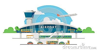 Flat Vector Airport Vector Illustration