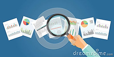 Flat vector banner for analytic finance graph report and business investment Vector Illustration