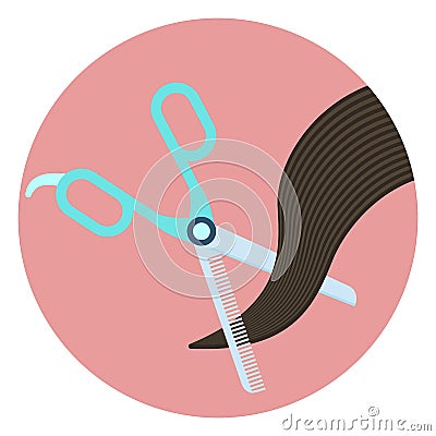 Flat vector blending scissors thin out blond hair Vector Illustration
