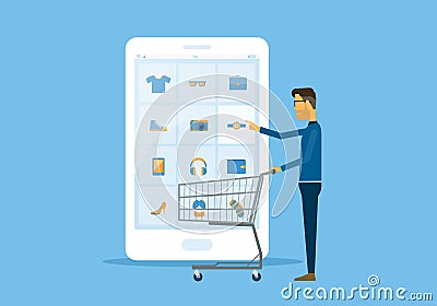 Flat vector business online shopping and ecommerce concept Vector Illustration