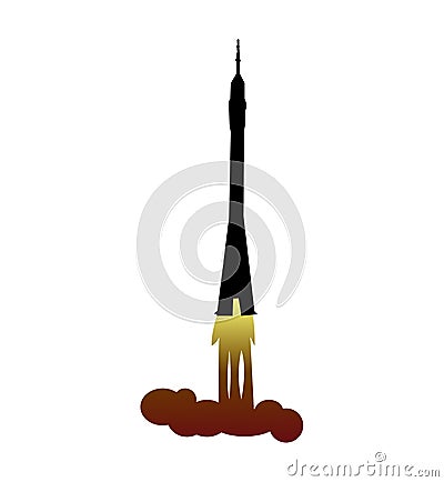 Soyuz space rocket taking off Vector Illustration