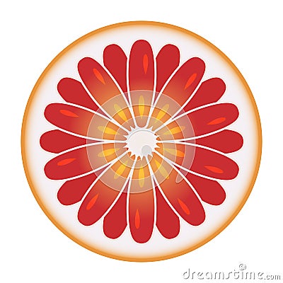 Flat vector color icon sliced of pomelo or grapefruit for apps and websites Vector Illustration