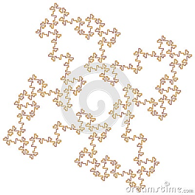 Flat Vector Computer Generated Koch Island L-system Fractal Vector Illustration