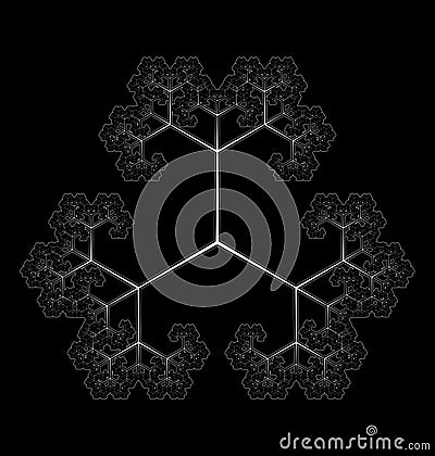 Flat Vector Computer Generated L-system Branching Triple Fractal Generative Art Vector Illustration