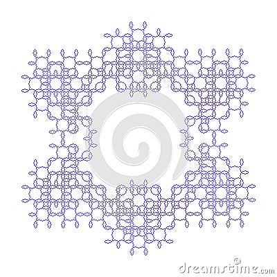 Flat Vector Computer Generated Reverse Koch Island L-system Fractal Vector Illustration