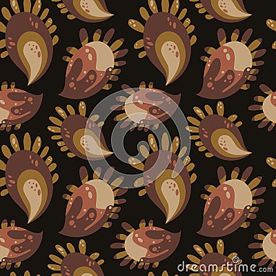 Flat vector naive fantasy paisley flower pattern Vector Illustration