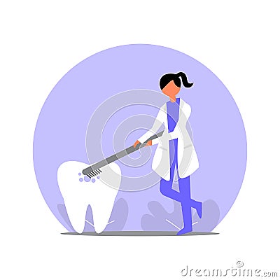 Flat vector dentist illustration. Perfect for covers, brochures, posters, books, banners, leaflets, landing pages, social media Vector Illustration