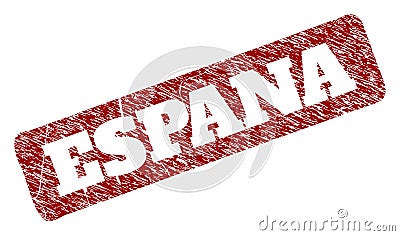 ESPANA Red Rounded Rough Rectangle Stamp with Unclean Textures Vector Illustration