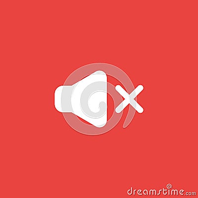 Vector icon concept of sound on symbol off red background Vector Illustration