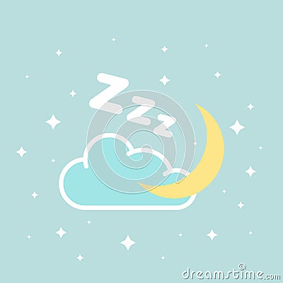 Flat vector icon with moon and stars. Kids bedroom Stock Photo