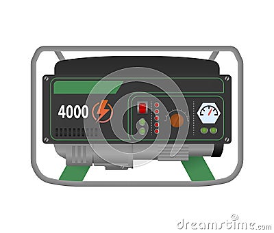 Flat vector icon of Portable Power electric generator Station. Camping Generator sign. Vector Illustration