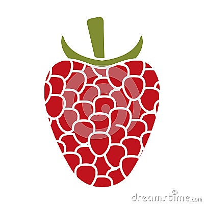 Flat vector icon red raspberry fruit for apps and websites Vector Illustration