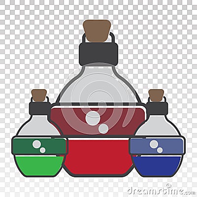 Flat vector icon the three magic mana potion bottle for apps or websites Vector Illustration