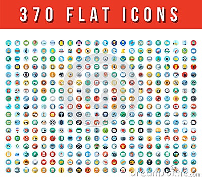 370 Flat Vector Icons Vector Illustration