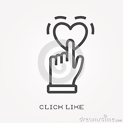 Flat vector icons with click like Vector Illustration