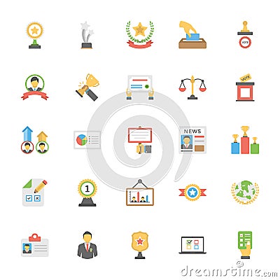 Flat Vector Icons Pack of Vote and Rewards Stock Photo