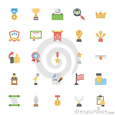 Flat Vector Icons Set of Vote and Rewards Stock Photo