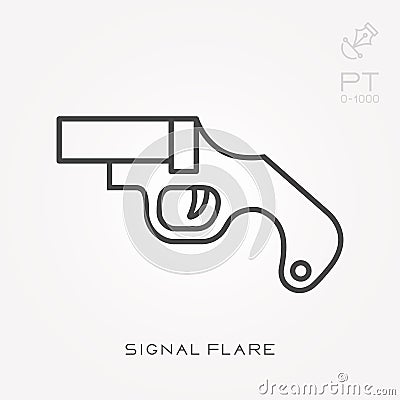 Flat vector icons with signal flare Vector Illustration