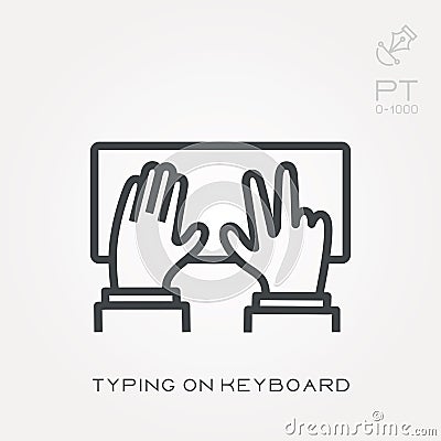 Flat vector icons with typing on keyboard Vector Illustration