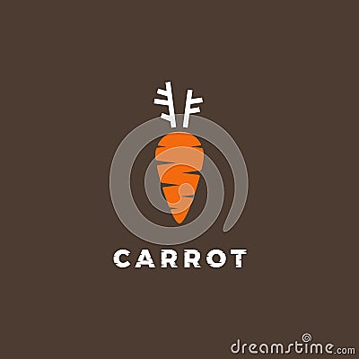 Flat vector illustration of vegetable. Orange carrot logo Vector Illustration