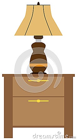 Flat Vector Lamp on Night Stand Vector Illustration