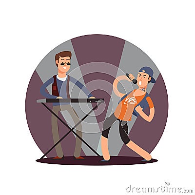 Flat vector musician and singer cartoon characters Vector Illustration